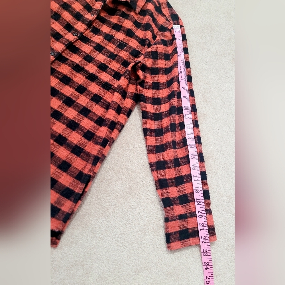 Madewell Woman Buffalo Plaid Flannel Shirt Small Red Black 100% Cotton Oversize - Picture 9 of 12